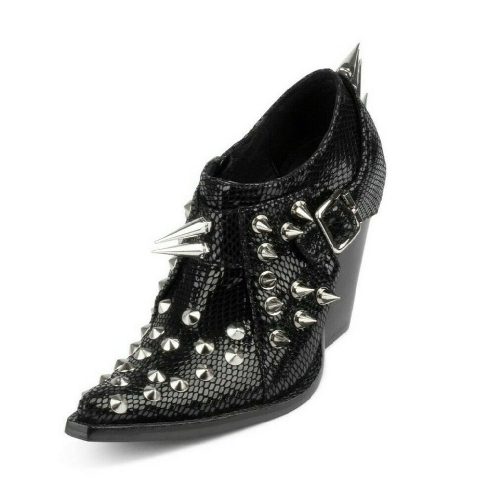 Jeffrey Campbell Womens Western Heeled Spikes Leather Black Booties Shoes US 6 - Picture 2 of 6
